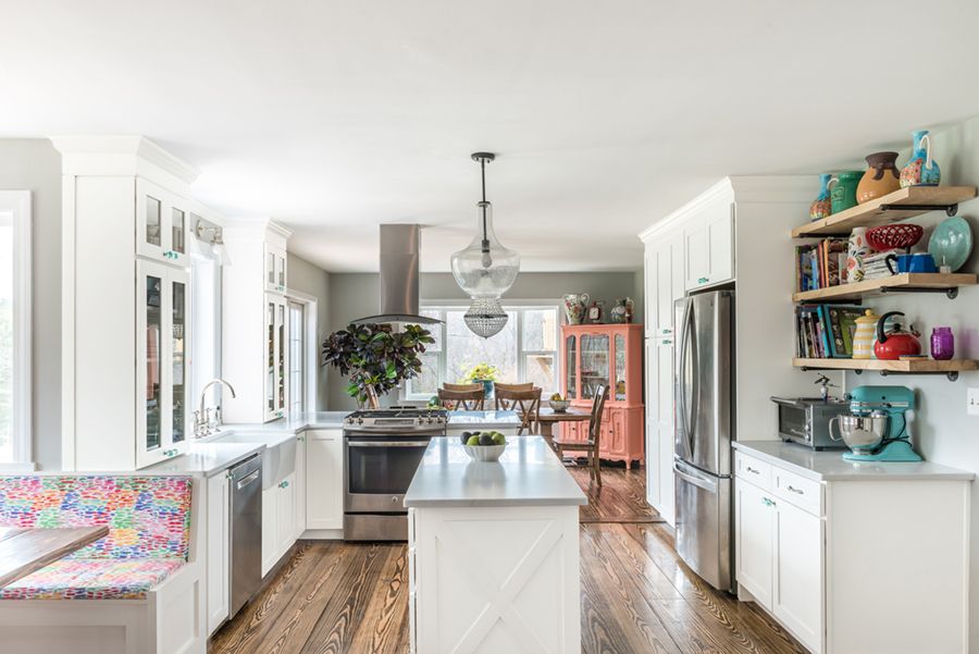 Kitchen with Open Layout and White Cabinets