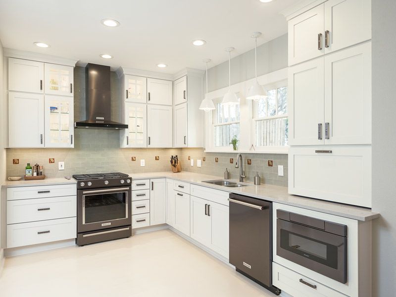 white cabinet small kitchen