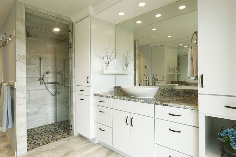 White Bathroom with Walk in Shower
