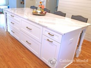 Kitchen Island with Gold Accents