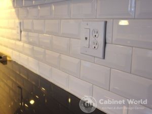 Retro Kitchen Design White Tile Backsplash