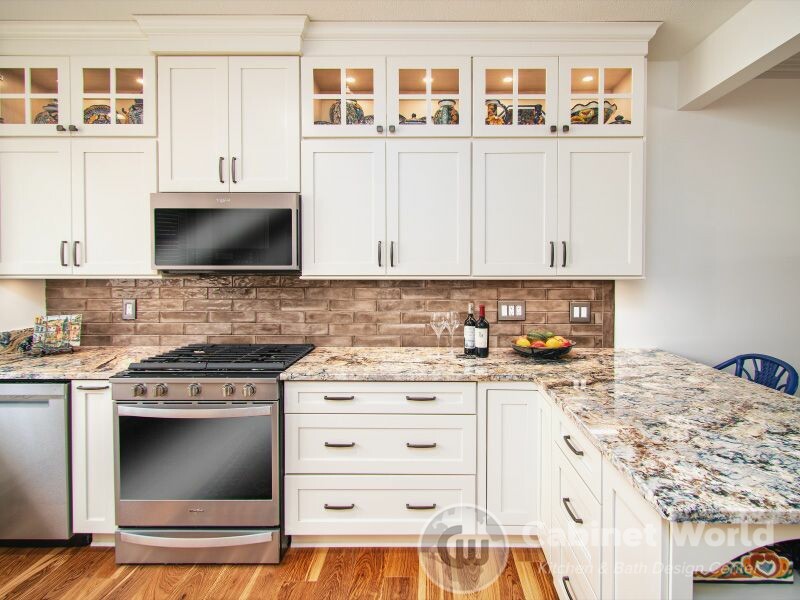 Glass upper store cabinets kitchen